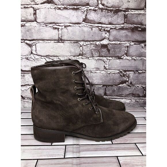 Blondo Brown Suede Leather Waterproof Ankle Lace Up Side Zip Boots Women Sz 10M - Picture 3 of 16